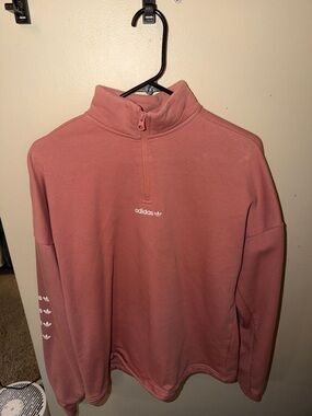 adidas Dusty Pink Quarter-Zip Pullover